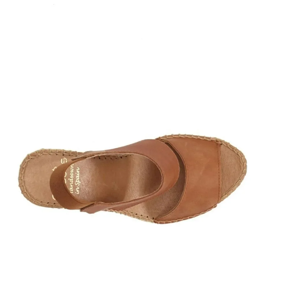 New! ANDRE ASSOUS Reese Leather Wedge Sandals Handmade in Spain Size US 9/EU 39